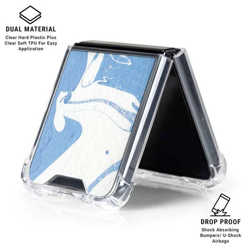 Marbleized Blue Galaxy Z Flip6 Clear Case